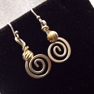 DAINTY DESIGNED FIBONACCI'S SPIRAL SILVERY DANGLY EARRINGS 71